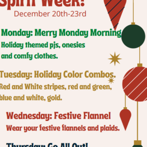 AVS Holiday Spirit Week December 20th to 23rd